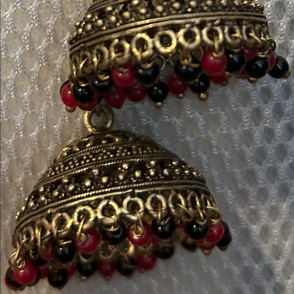 Combo of 4 Metal earrings with beads - Picture 5 of 5